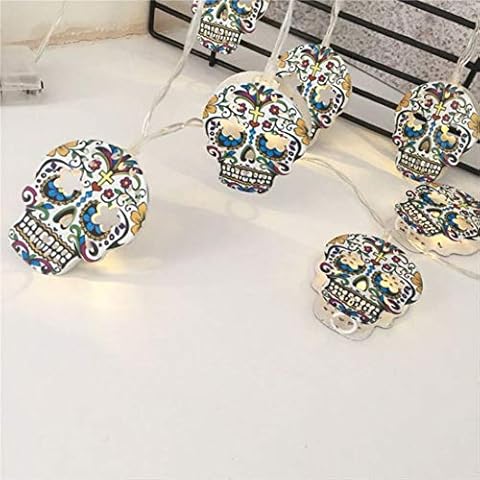 Mrinb LED Lights String Halloween Decoration Lights String Skull Shape 10 LED Skull String Lights Outdoor Indoor for Halloween Decorations Cover