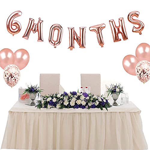 Image of 6 Months Birthday Party Decoration, Half Year Birthday Suppliers for Girls 1 /2 Year Birthday Party 6 Months Balloons,6 Months Balloons One Half Year Birthday Baby Shower Party Decoration (Rose Gold)