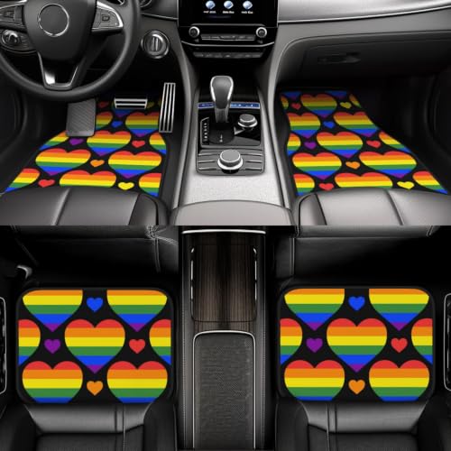 Alfombrillas de coche con corazones arcoíris, el orgullo de viajar con estilo libre 6
