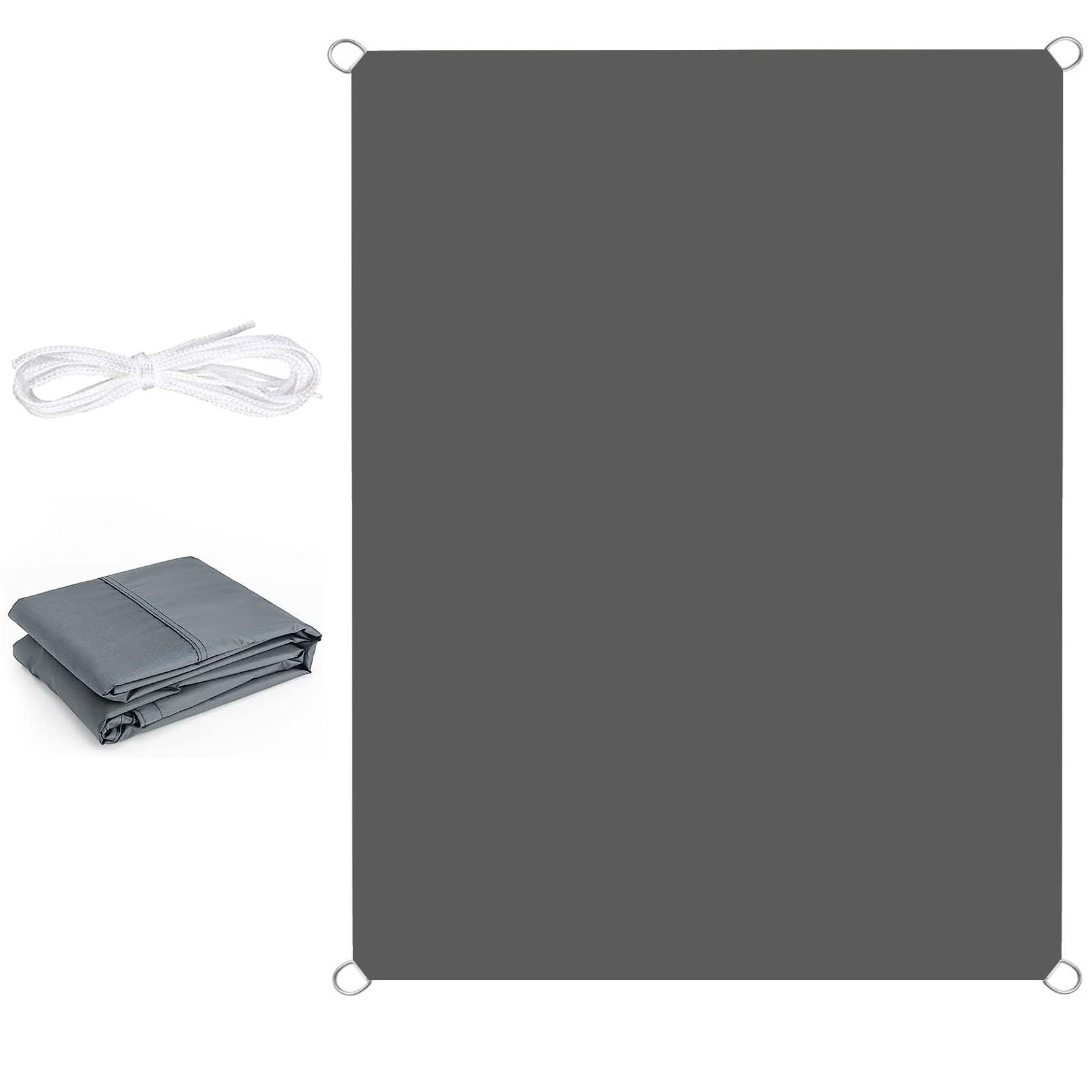 Voile d'ombrage 1.4x2m gris foncé en polyester résistant pour terrasse