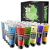  Zenacolor - Set mit 24 Acrylfarben - 24 Tuben 120ml, 24 Farbtöne, Farbe für Holz, Leinwände, Bastler-/Künstlerbedarf, für Erwachsene
