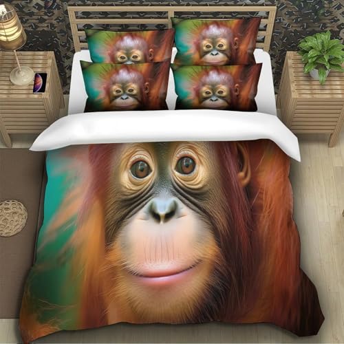 Parure de lit microfibre bébé orang-outan super douce 135x200cm