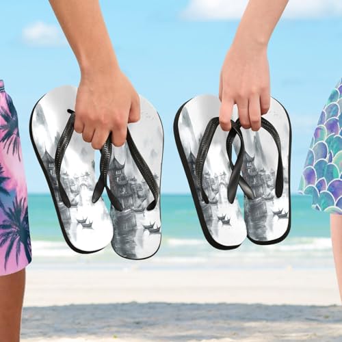 STAYTOP Chinese Ink Landscape Painting Flip Flops Sandals of Men's & Women's,Sandals Beach Slippers Shower Slides4