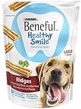 Purina Beneful Healthy Smile Dental Dog Snacks - For Large Dogs - Ridges With Savory Meaty Middle Accented With Parsley - 7 Treats Per Package - Pack of 2