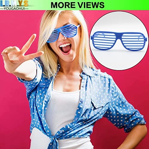 LRMYS Shutter Shading Glasses, Plastic Kids Party Shades Glasses for Halloween Party Cosplay Photo Props Blue Red Green Yellow, 4 Colors a Pack