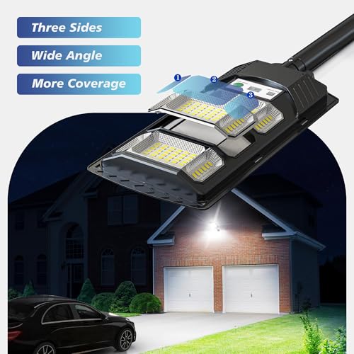 OKPRO Solar Lights Outdoor - 320° Wide Angle Solar Flood Lights Outdoor Dusk to Dawn,IP66 Solar Street Lights Outdoor Motion Sensor with Remote, Super Bright LED Solar Security Lights for Yard(2Pack)