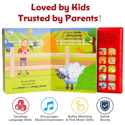 Image of Steve and Maggie Sound Book - Interactive Sing Along Books for Toddlers 10 Button Musical Learning Toys, Talking Books for Kids Educational Gifts for Boys & Girls (Farm Animals)