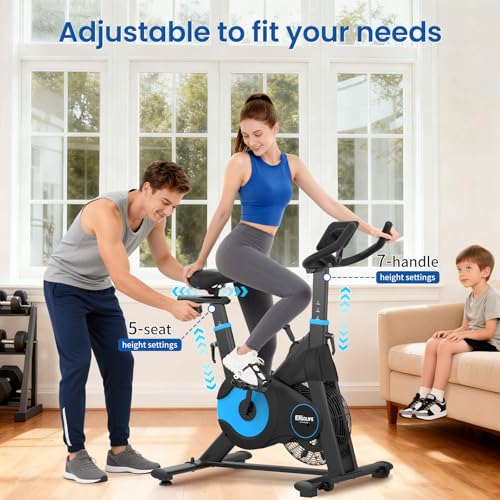 Image of ERGOLIFE Air & Magnetic Resistance Exercise Bike, Compact Stationary Spin Bike for Home with Exclusive App, Indoor Cycling Bike for Cardio Workout, 300lbs Weight Capacity, Tablet Holder & Low Noise