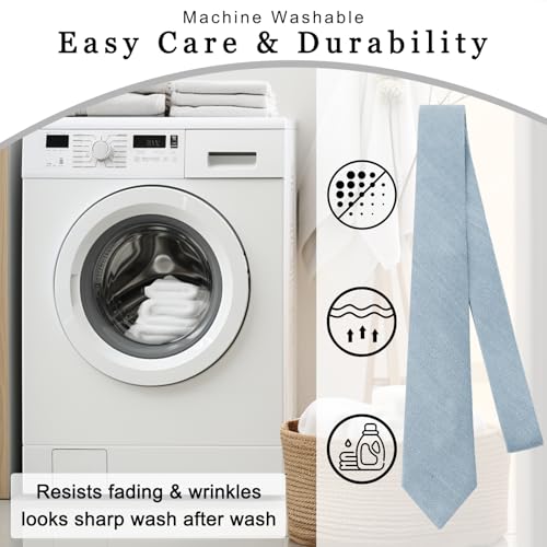 Image of Cotton Ties for Men Solid Color Skinny Tie Mens Necktie for Wedding Graduation Formal Dinner