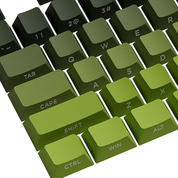 Akko Key Cap Set, 135 Keys, 60/75/85/100% Light Transmittance, Side Print, Cherry Profile, Double Shot, Compatible with MX Switch, Supports Full Keys, Forest, Gradation