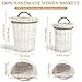 AceList Set of 2 Handmade Wall Hanging Baskets - Woven Wicker Wall Baskets Perfect for Boho Rustic Farmhouse Wall Decor(White)