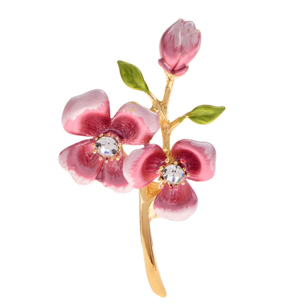 broche, Broches de flores esmaltados con diamantes imitación for bodas, oficina, broche planta elegante, alfileres, joyería for mujeres y hombres