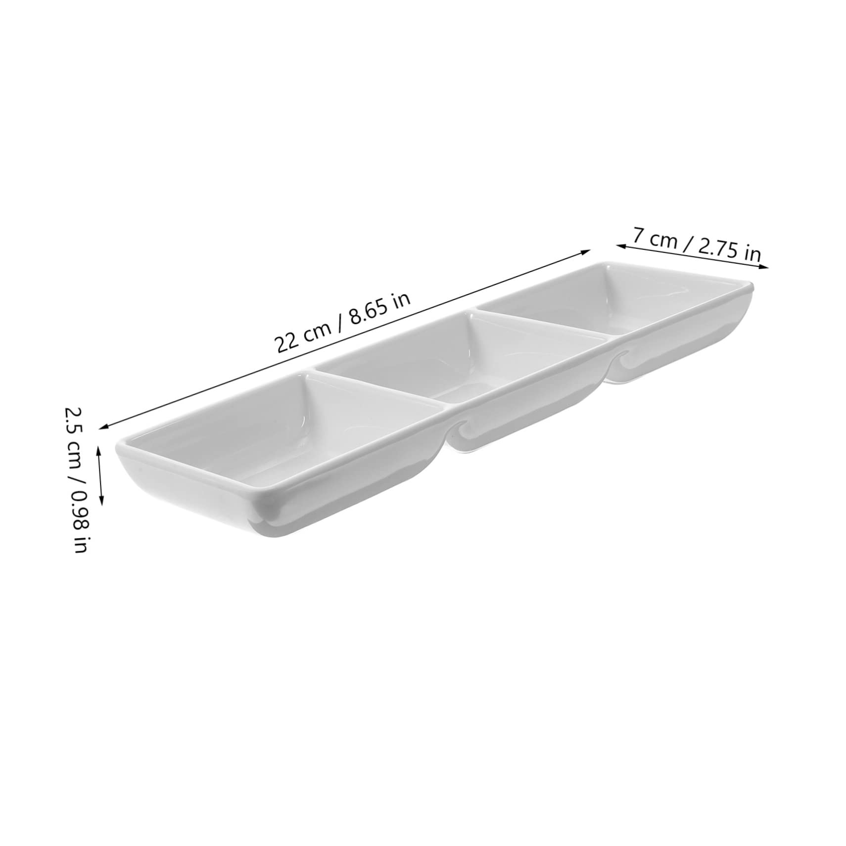 Unomor Snack Sauce Dish Snack Containers Condiment Bowls Triple Three Bowl Serving Tray Commercial Grade Portion Cups Trays Condiments Dipping Sauce Salad Dressing Plates White Melamine