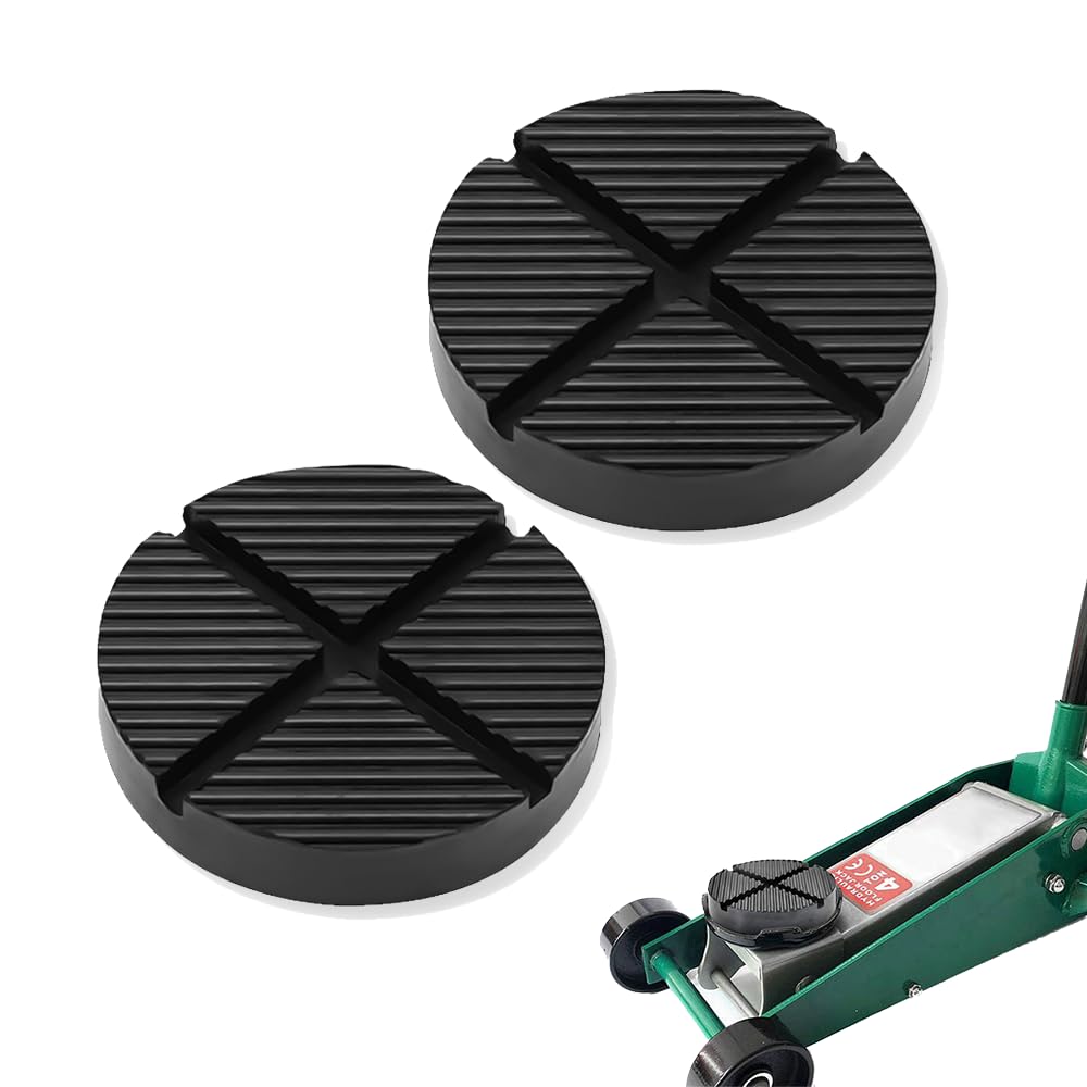 2PCS Floor Jack Pads,Black Rubber Jack Stand Pads Adapter Provides Cushioning,Universal Cross Slotted Pinch Weld Jack Adapter,Lift Frame Rail Protection Car Accessories