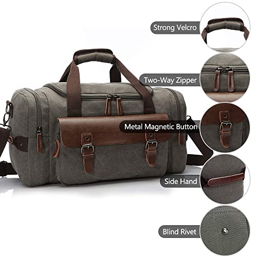 Duffle Bag Weekender Duffel Bag for Men and Women,Canvas Duffel Vintage Canvas Weekender Bag Travel Bag Sports Duffel with Shoulder Strap3