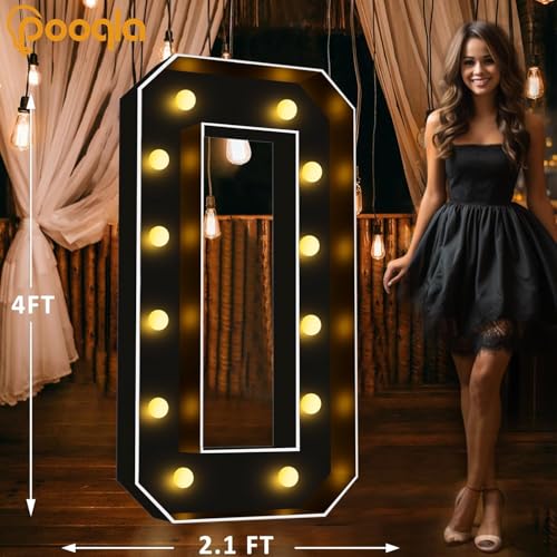Image of Pooqla 4FT Marquee Light Up Numbers 0 for Birthday Party Decorations | Black LED Marquee Numbers Party Backdrop, 4 Feet Large Mosaic Numbers 10th 30th 50th Anniversary Birthday Gift for Boys Men