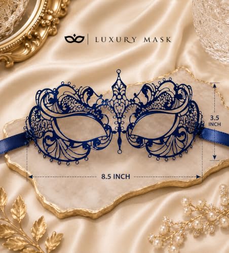 Image of Masquerade Mask for Women with Rhinestones - Elegant Metal Half Face Mask for Masquerade Parties, Mardi Gras, & Themed Events