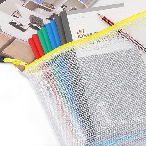 Image of Mesh Zipper Pouch A4 Letter Size Mesh Bags With Zipper, Plastic Envelopes Zip File Document, Storage Organization Puzzles Travel Pockets(2), Multi