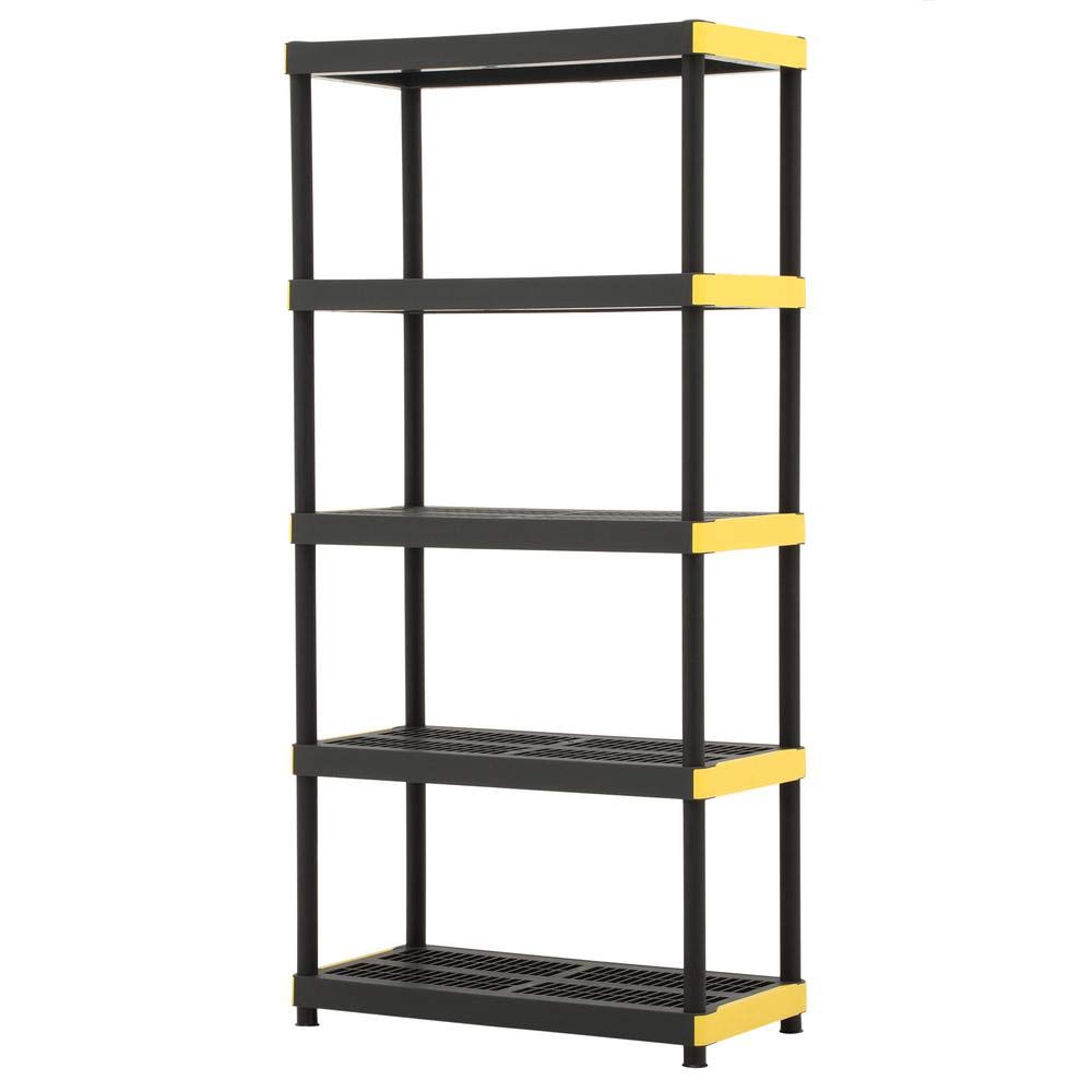 Buy HDX 5Tier Plastic Garage Storage Shelving Unit in Black (36 in. W x 74 in. H x 18 in. D