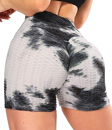 KIWI RATA Women's High Waisted Yoga Shorts Sports Gym Ruched Butt Lifting Workout