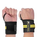 LHOTSEE Premium Wrist Straps，Professional Weight Lifting Training Wrist Straps Support Braces Wraps For Men and Women (Yellow)