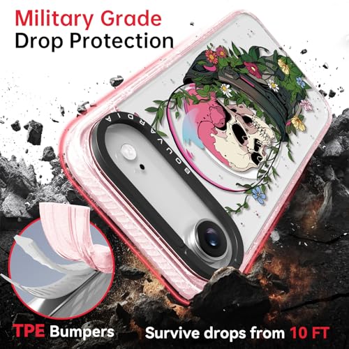 Bouvardia for iPhone 17 Air Case, Compatible with Magsafe, Cute Girly Design for Women, Shockproof & Aesthetic, Halloween Theme - Skull & Flowers by Bouvardia - Image 2