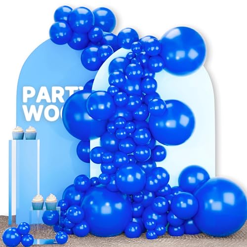Image of PartyWoo Royal Blue Balloons 140pcs Different Sizes Pack of 18 12 10 5 Inch Dark Blue Balloon Arch Kit for Baby Shower Gender Reveal Graduation Under The Sea Birthday Party Decorations Blue-Y5