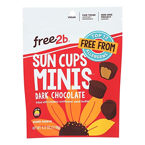 Free 2b Foods Dark Chocolate Sun Cups Minis Gluten-Free, Dairy-Free, Nut-Free and Soy-Free - 4.2 Oz. (Pack of 6)