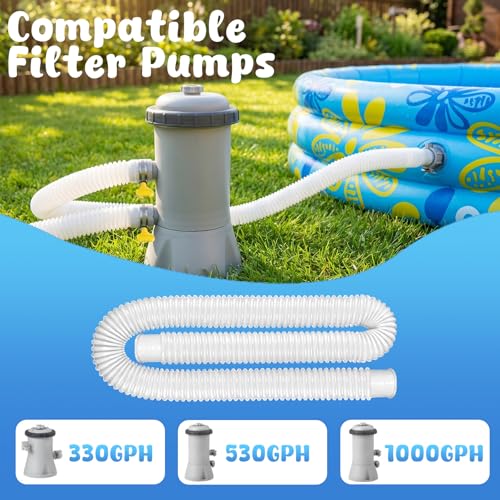 Spehulg 2 Stück Poolschlauch 32mm,150cm Pool Schlauch mit 1 Stück Poolschlauch verbinder Und 4 Stück Schlauchschellen,Für Pool Filterpumpe,Mobiles Schwimmbad Pumpe,Weiß