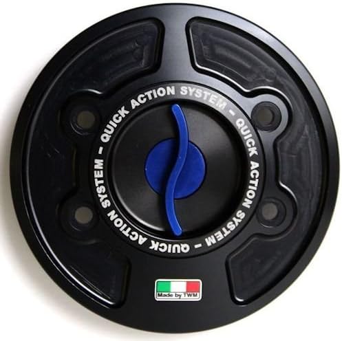 TWM Quick Action CNC Billet Fuel Gas Cap with Blue Handle Fits BMW S1000R S1000RR HP4 R1200GS Adventure R S GS GT