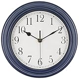 Mofine Wall Clock for Living Room Decor, Small Kitchen Wall Clock, Silent Wall Clocks Battery Operated for Bathroom/Bedroom/Office, 9 inch-Navy Blue