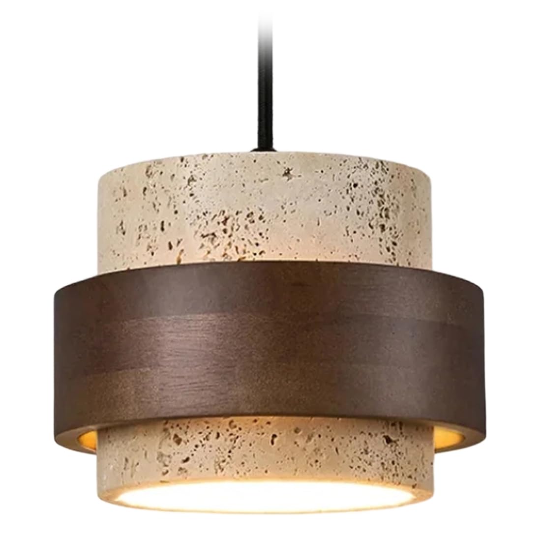 Vjsujehgy Retro Bar Restaurant Bedside Chandelier Small Stone Light Wood Walnut Color Hanging Lighting Fixture Pendant Lamp Bedroom