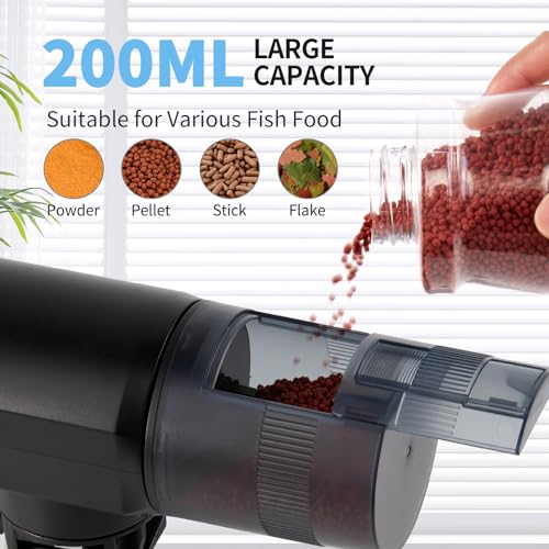 Automatic-Fish-Feeder-Dispenser-for-Aquarium-Rechargeable-Auto-Feeders-for-Tank-Turtle-Pond-Betta-200ml-Smart-Food-Feeding-Timer-Dispensers-for-Flake-Pellet-Vacation-Weekend