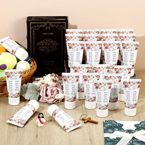 Image of 24 Pcs Mini Sunscreen Bulk for Summer Party Wedding SPF 30 Water Resistant Sunscreen Lotion Bulk 1oz Travel Size for Thank You Gifts Wedding Supplies (Religious)