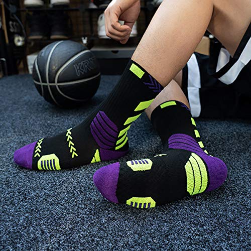 Yqhmt Basketball Socks Men Cushion Athletic Outdoor Compression Crew Sock, Men's Running Sports Socks 4 Pack #TOP4