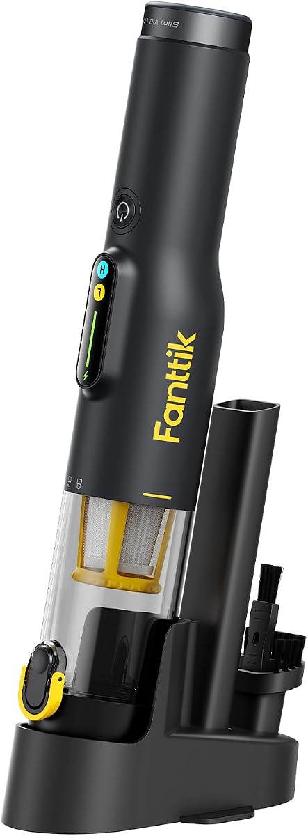 Slim V10 Lite Handheld Vacuum, All-in-One Base, 0.98lb Lightweight | Smart LED Display, Brushless Motor, Cordless Portable Mini Vacuum Cleaner for Home Crevices, Couches, Office