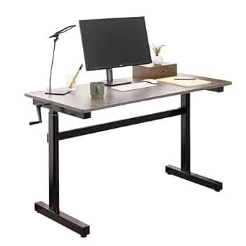 Amazon | エムール 手動式 昇降デスク デスク 机 ブラック