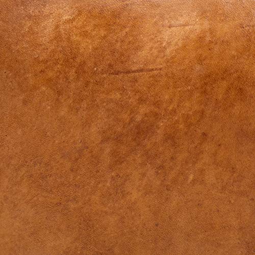 Bare Decor Gorgie Accent Stool In Brown Genuine Leather, Small #TOP4