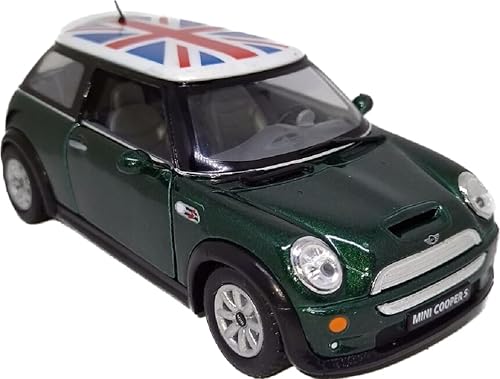 KiNSMART Mini Cooper S 5 pulgadas escala 1:28 modelo de metal fundido a presión coches de juguete verde con bandera británica