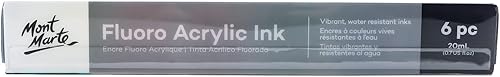 Miniatura 9 de Mont Marte Tinta acrílica de alta calidad, 6 unidades x 0.7 fl oz (0.7 onzas líquidas), tintas acrílicas para artistas, colores fluoro, ideal para