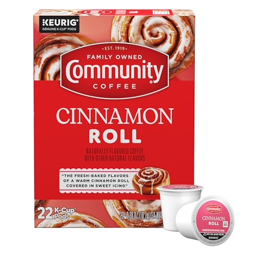 Image of Community Coffee Cinnamon Roll Flavored 22 Count Keurig K-Cup Coffee Pods, Medium Roast, 22 Count (Pack of 1)