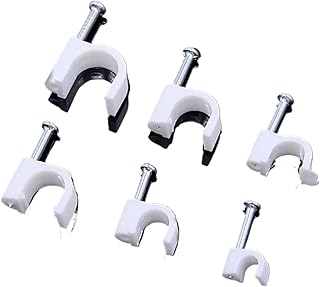 100pcs Round Cable Clips 12/14/16/18/20/25 mm C Shaped Management Nylon Carbon Steel Nails Line Cord Tie Circle Wire Wall Holder (Color : Diameter 14mm-100pcs)