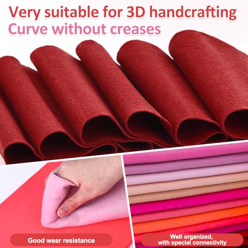 XSEINO 13 Rolls 8"x35" 1.4mm Thick Soft Felt Fabric Sheet 13 Assorted Red Series Colors Felt Pack for DIY Craft Sewing Squares Nonwoven Patchwork - Image 4