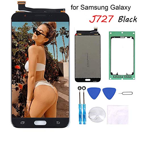 for Samsung Galaxy J7 Screen Replacement LCD Display Touch Digitizer Assembly Black for J7 2017 SM-J727 J727R4 J727V J727P Sky Pro J727A J727 Perks with Tools,Tape
