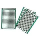 MECCANIXITY 3Pcs Breadboard Solderable 60mm x 40mm Green Circuit PCB Board Double Sided Tin-Plated PCB Prototype Board for Electronics Prototyping, DIY Circuits Projects