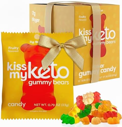 Kiss My Keto Gummies Candy – Low Carb Candy Gummy Bears, Keto Snack Pack – Healthy Candy Gummys – Sugar Free Gummy Bears, Keto Gummy Bear Candy – Keto Gummy Bears (12-pack)