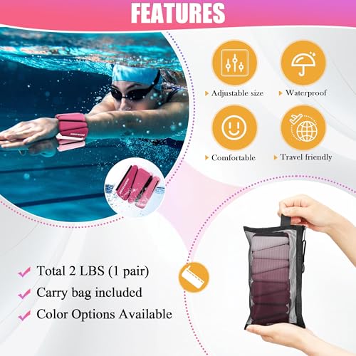 Image of BECOJADDE Ankle Weights for Women Wrist Weights Set of 2 (1 lb /2 lb Each) Adjustable Arm Leg Weight for Womens Men Suitable for Walking Swimming Running Pilates Yoga Gym