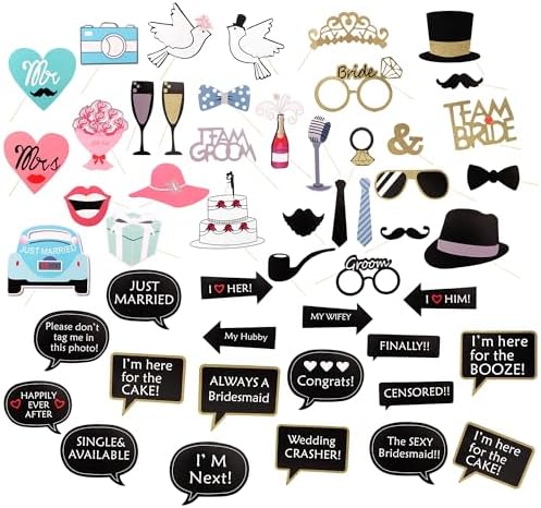 Liiqin Hochzeitsdeko 24-tlg Set - Fotobox Requisiten Für Party & Junggesellenabschied