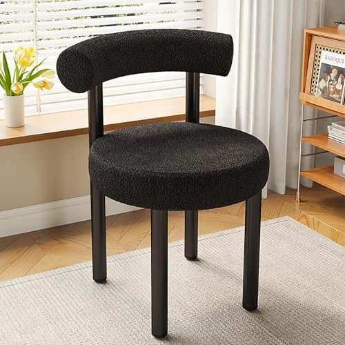 Chaise d'appoint en boucle avec pieds en métal noir pour salon et chambre