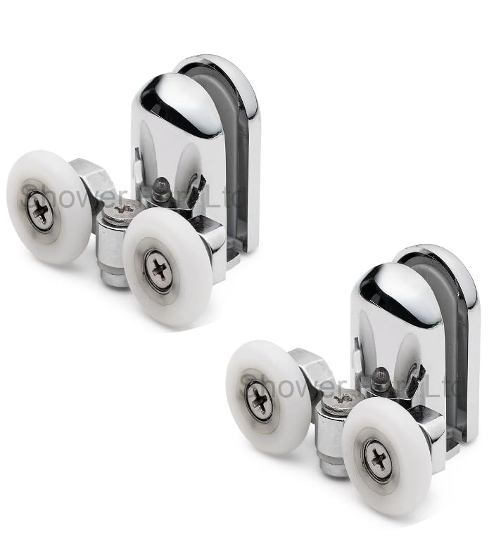 ShowerPart Twin/Double Bottom Shower Door Rollers/Wheels/Runners SP4, Diameter 23mm, Wheel Thickness 6mm, Chromed Plastic Cover, Shower Door Replacement Parts, 2X